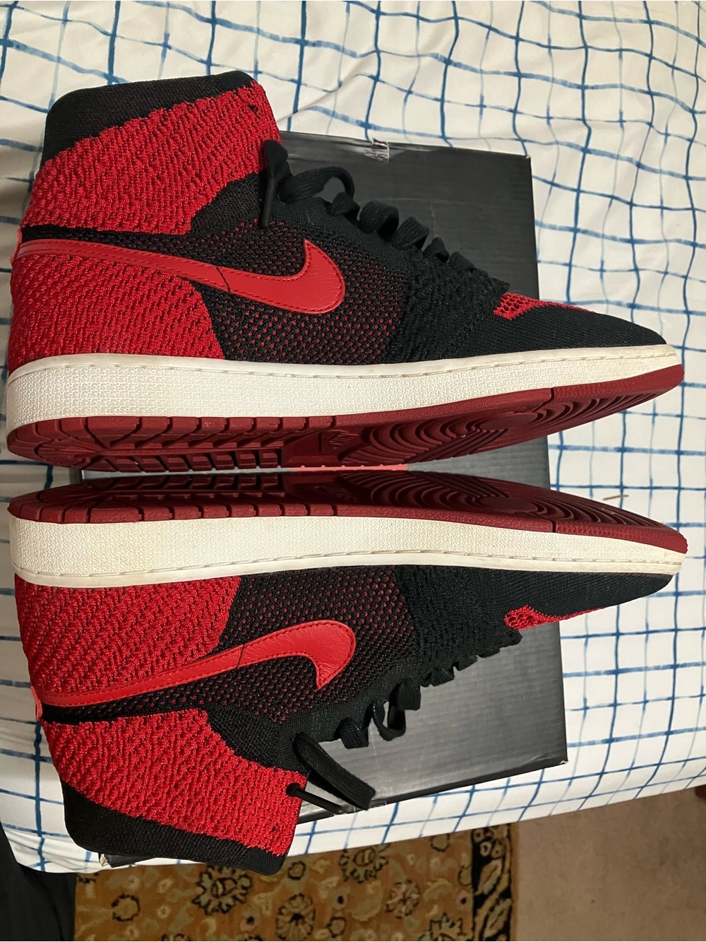 Nike Air Jordan 1 Flyknit High Top Sneakers - Black & Red